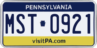 PA license plate MST0921