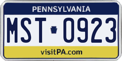 PA license plate MST0923