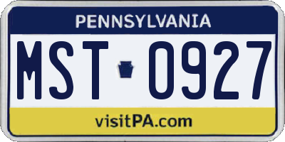 PA license plate MST0927