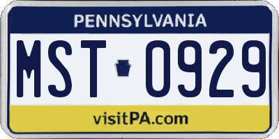 PA license plate MST0929