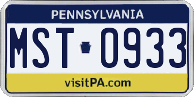 PA license plate MST0933