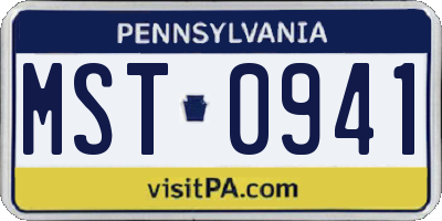 PA license plate MST0941