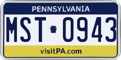 PA license plate MST0943