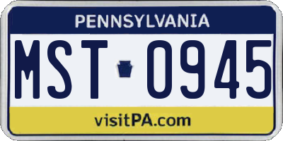 PA license plate MST0945