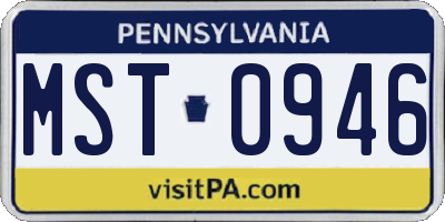 PA license plate MST0946