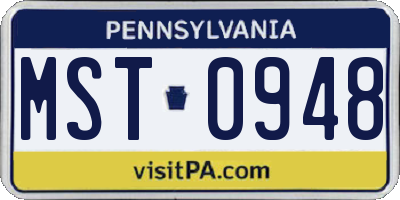 PA license plate MST0948