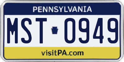 PA license plate MST0949