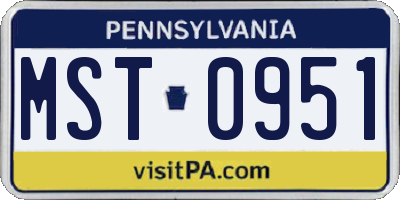 PA license plate MST0951