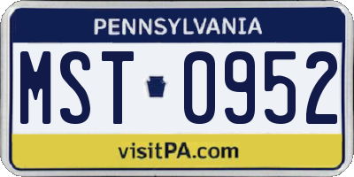PA license plate MST0952
