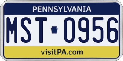PA license plate MST0956