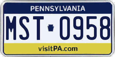 PA license plate MST0958