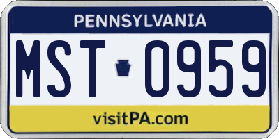 PA license plate MST0959