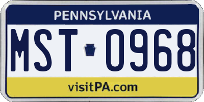 PA license plate MST0968