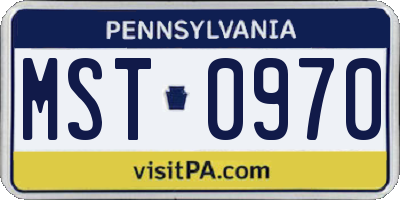 PA license plate MST0970