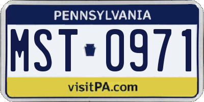 PA license plate MST0971
