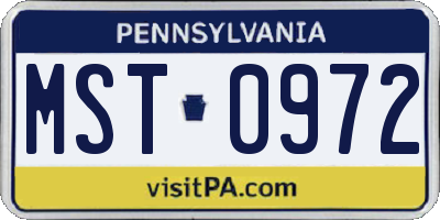 PA license plate MST0972