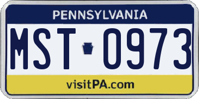 PA license plate MST0973