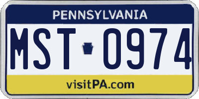 PA license plate MST0974