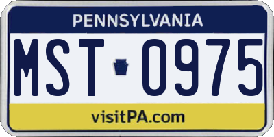PA license plate MST0975