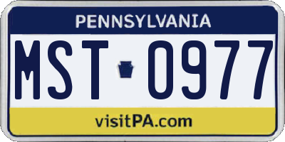 PA license plate MST0977