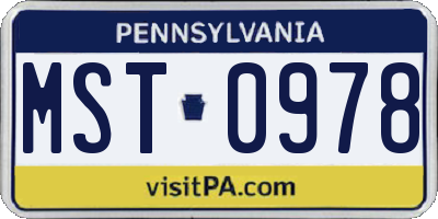 PA license plate MST0978