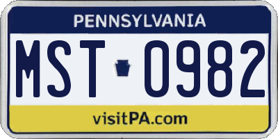 PA license plate MST0982