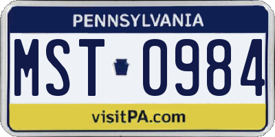 PA license plate MST0984