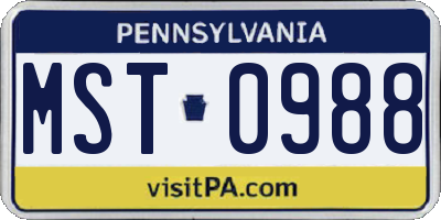 PA license plate MST0988