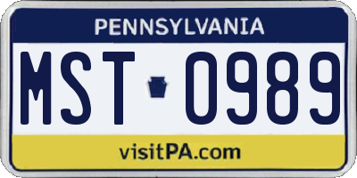 PA license plate MST0989