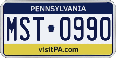 PA license plate MST0990