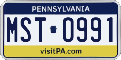 PA license plate MST0991