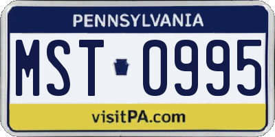 PA license plate MST0995