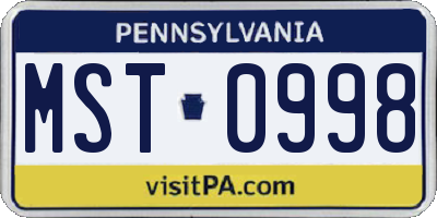 PA license plate MST0998