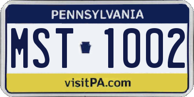 PA license plate MST1002