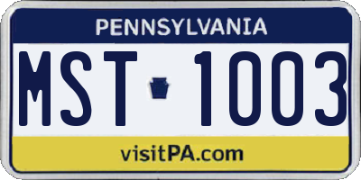 PA license plate MST1003