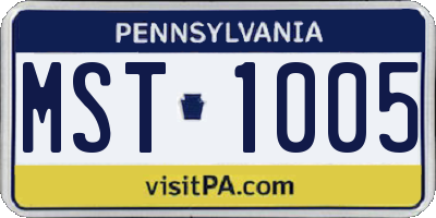 PA license plate MST1005