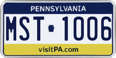 PA license plate MST1006