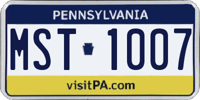 PA license plate MST1007