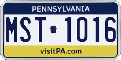 PA license plate MST1016
