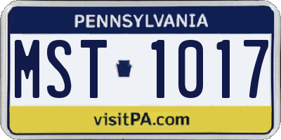 PA license plate MST1017