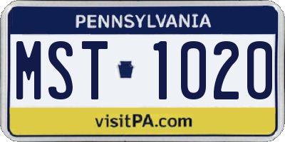 PA license plate MST1020