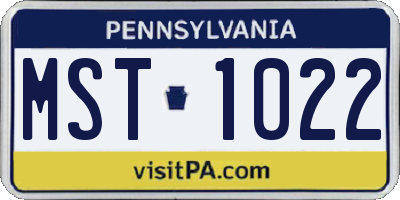 PA license plate MST1022