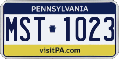 PA license plate MST1023