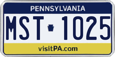 PA license plate MST1025