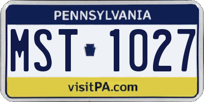 PA license plate MST1027