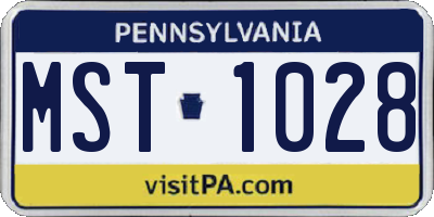 PA license plate MST1028