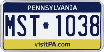 PA license plate MST1038