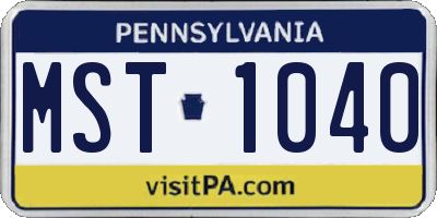 PA license plate MST1040