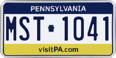 PA license plate MST1041
