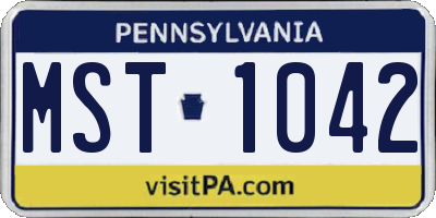 PA license plate MST1042